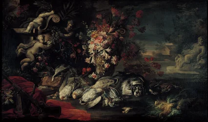 Nature morte avec équipement de tir et fleurs II